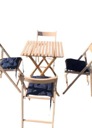 Меблі дерев'яні з бука з 4 стільчиками і подушками3 фото