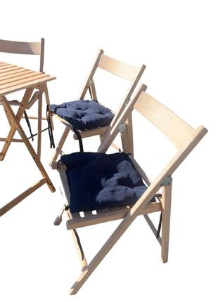 Мебель деревянная из бука с 4 стульями и накидками8 фото