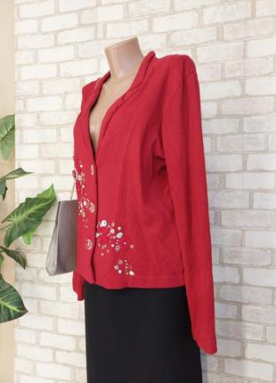 Новый нарядный стильный кардиган с украшениями в сочном красном цвете, размер хл-2хл4 фото