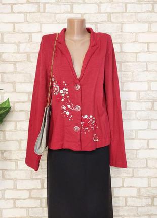 Новый нарядный стильный кардиган с украшениями в сочном красном цвете, размер хл-2хл1 фото