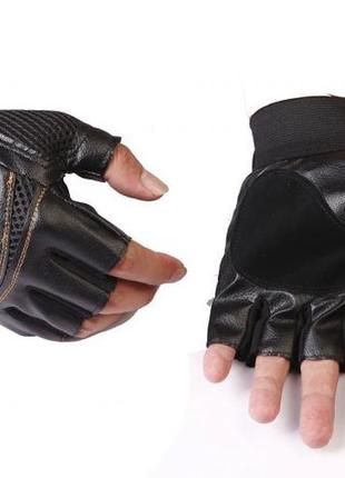 Байкерські рукавички із штучної шкіри resteq. рукавички без пальців байкерські рукавички із заклепками для мотоцикліста2 фото