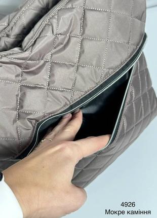 Женская стильная и качественная сумка шоппер из стеганой плащевки мокрые камни6 фото