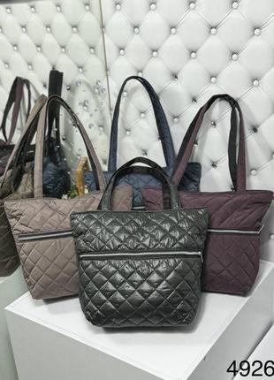 Женская стильная и качественная сумка шоппер из стеганой плащевки мокрые камни7 фото