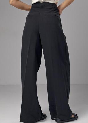 Брюки штани палаццо кльош прямі класичні базові стильний тренд зара zara з імітацією білизни пояс2 фото