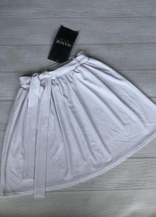 Женская летняя белая юбка на резинке и под пояс1 фото