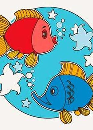 Картина по номерам для детей цветные рыбки 15036-ac 30х30 см
