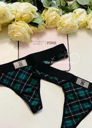 Комплект білизни, топ, бра, трусики зі стразами victoria&rsquo;s secret, оригінал4 фото