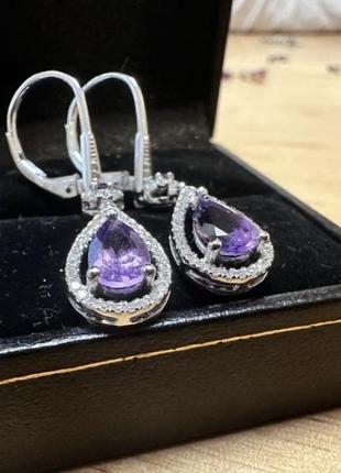 Серёжки с бриллиантами и аметистом