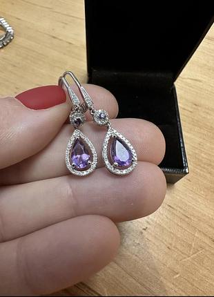 Серёжки с бриллиантами и аметистом
