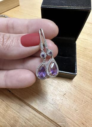 Серёжки с бриллиантами и аметистом