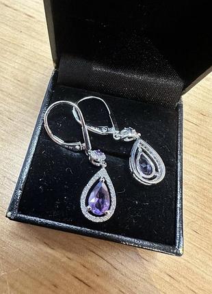 Серёжки с бриллиантами и аметистом