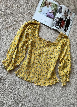 Жовта блузка в квіти1 фото