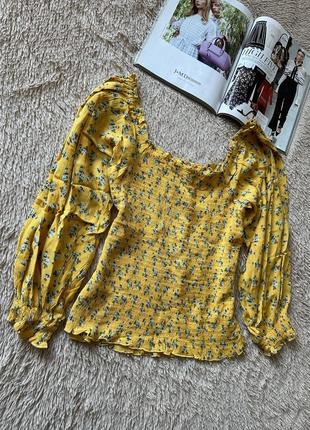Жовта блузка в квіти4 фото