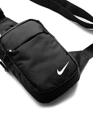 Мужская сумка через плечо nike барсетка черная тканевая слинг одно лямочная сумка найк6 фото