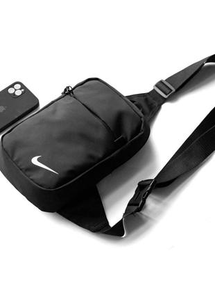Мужская сумка через плечо nike барсетка черная тканевая слинг одно лямочная сумка найк8 фото