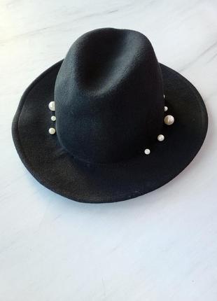 Шляпа женская фетровая весна-осень без бренду чёрная