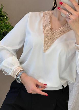 Очаровательная блуза, р.уни 42-44, атлас, белый2 фото