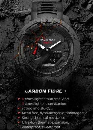 Чоловічий наручний тактичний годинник north edge profi mars3 (чорний)8 фото