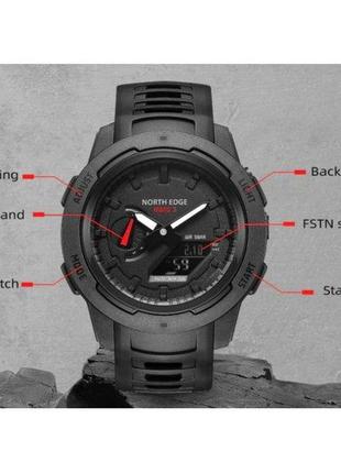 Чоловічий наручний тактичний годинник north edge profi mars3 (чорний)5 фото