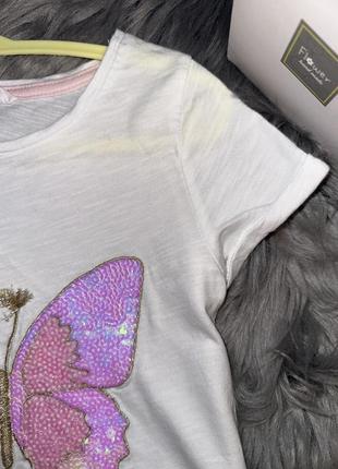 Невероятная белоснежная хлопковая футболка с нежными бабочками для девочки 4/6р h&amp;m2 фото