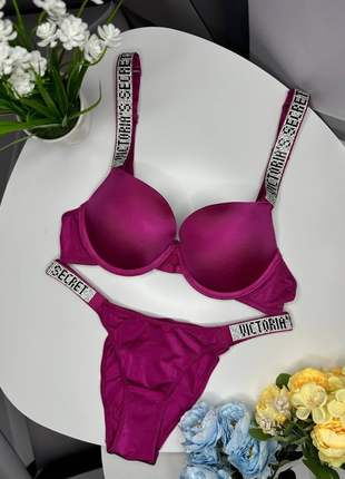 Комплект женский victoria’s secret rhinestone violet kk051       м-324891 фото