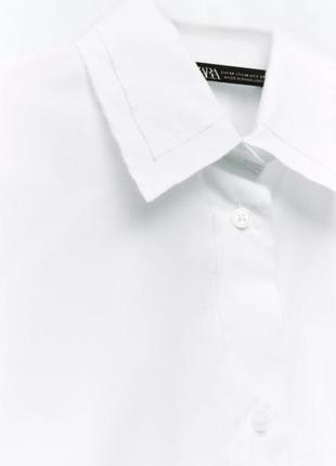 Довга біла сорочка з попліну zara, базова поплінова сорочка оверсайз10 фото