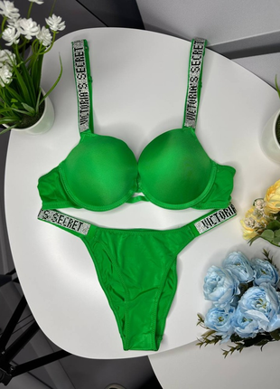 Комплект женский victoria’s secret rhinestone green kk049     м-32487