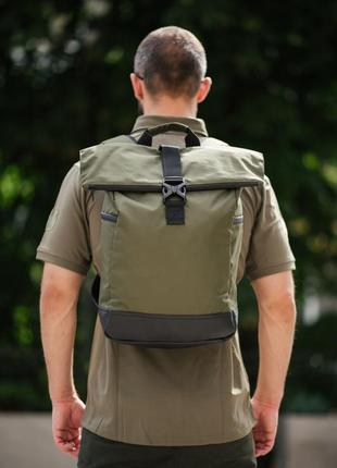 Міський рюкзак rolltop proof зелений тканинний спортивний роллтоп1 фото