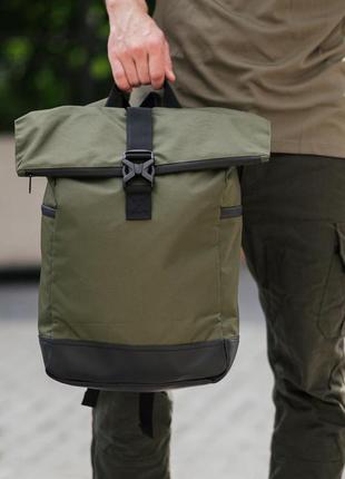 Міський рюкзак rolltop proof зелений тканинний спортивний роллтоп4 фото