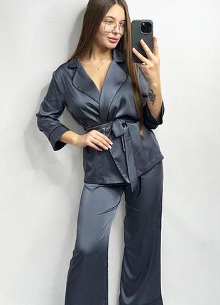 Пижама женская шелковая со штанами