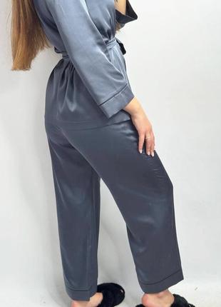 Пижама женская шелковая со штанами4 фото
