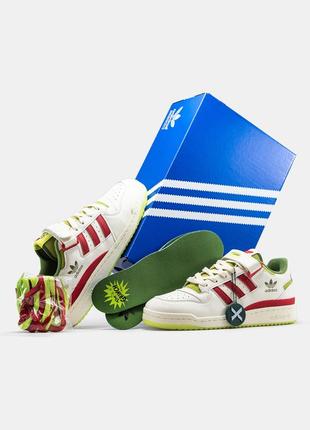Чоловічі кросівки adidas forum x the grinch адідас форум білого з зеленим кольорів