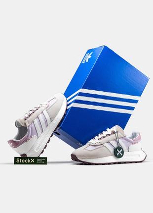 Женские кроссовки adidas retropy e5 white grey адидас белого с серым цветами