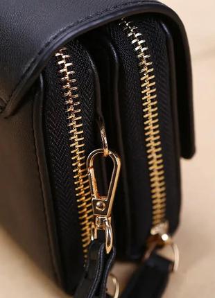 Стильная мини-сумка кошелек клатч на плечо синий5 фото