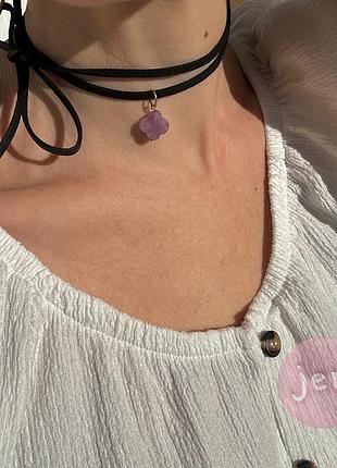 Ns.jem🌸 підвіс конюшина натуральний аметист з золотом 585