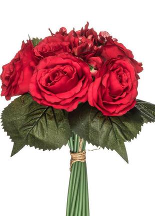 Штучна троянда + гортензія букет, великий, червоний