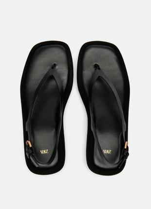 Zara натуральная кожа оригинал черные босоножки босоножки сандали 40 41