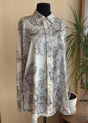 Сатиновая женская рубашка оверсайз с длинным рукавом h&m размер m/l