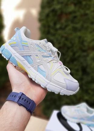 Asics gel kahana 8 серые с голубым кроссовками женские кожаные топ качество сетка легкие весенние летние демисезонные демисезон низкие ассикс топ качество10 фото