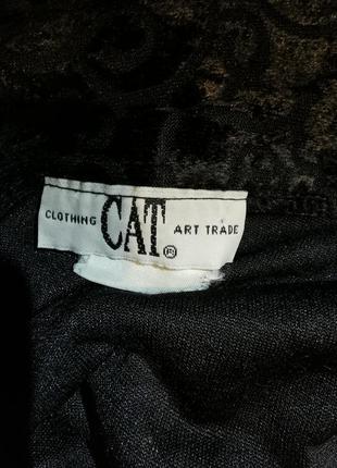 Блуза винтажная cat бархатная в узор с вырезом разрезом5 фото
