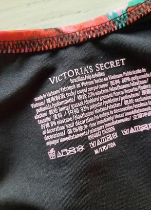 Купальник плавки виктория сикрет со стразами с камнями victoria's secret р.м в цветы зеленый черный4 фото