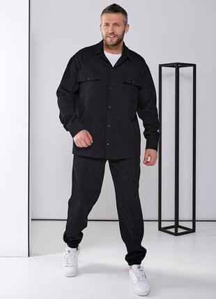 Чоловічий костюм мікровельвет,штани+сорочка (рубашка)графіт, світлий беж, чорний5 фото