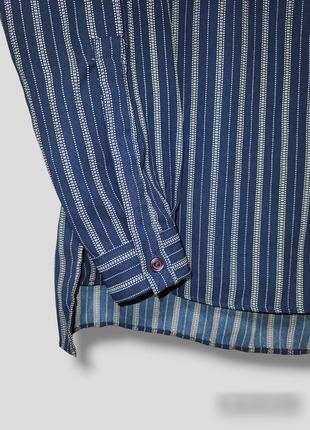 Женская рубашка блуза туника в полоску с карманами3 фото