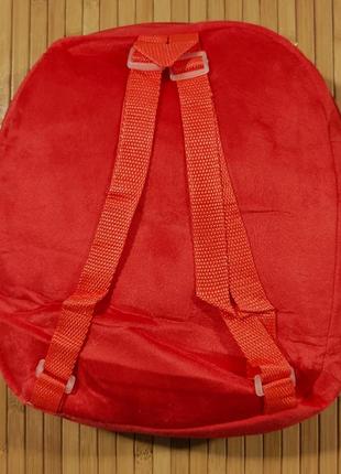 Детский плюшевый рюкзак "тачки" для мальчика до 7 литров размер 33х29х7 см цвет красный2 фото