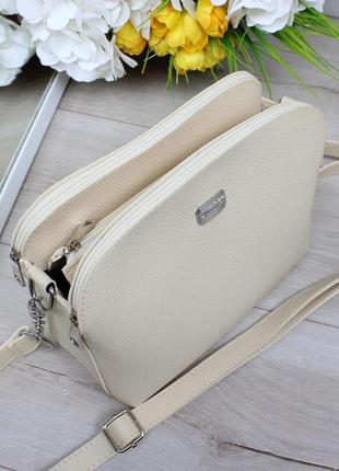 Женская стильная и качественная сумка из искусственной кожи люкс качества св.беж3 фото