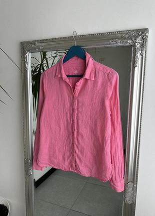 Льняная рубашка marks & spencer насыщенного розового цвета