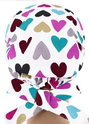 Медицинская шапочка шапка женская тканевая хлопковая многоразовая принт сердечки2 фото