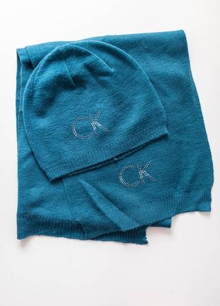 Шерстяной комплект шапка и шарф calvin klein
