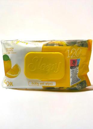Салфетки влажные "sleepy" детские лимон 120 шт клапан1 фото