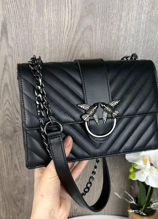 Модная женская сумочка клатч пинко стеганная, мини сумка в стиле pinko черная